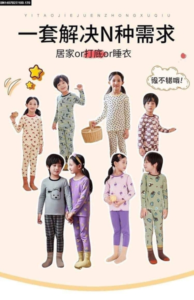 Bộ cotton mặc nhà dài tay 14 mẫu cho bé trai, bé gái