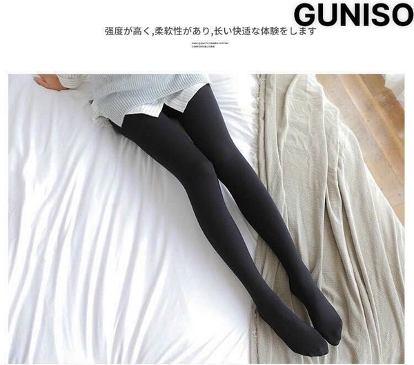 Quần tất GU 300D lót nỉ lông màu đen