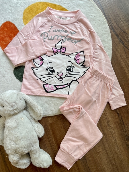 Bộ cotton H&M dài tay thu đông 3 mẫu Mèo Marie, Unicorn, cầu vồng hồng cam