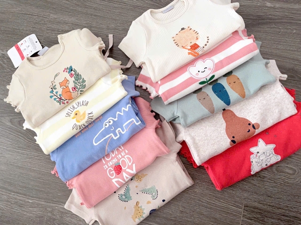 Bộ cotton tăm cộc tay hãng Muji nhiều mẫu bé trai, bé gái Born To Love
