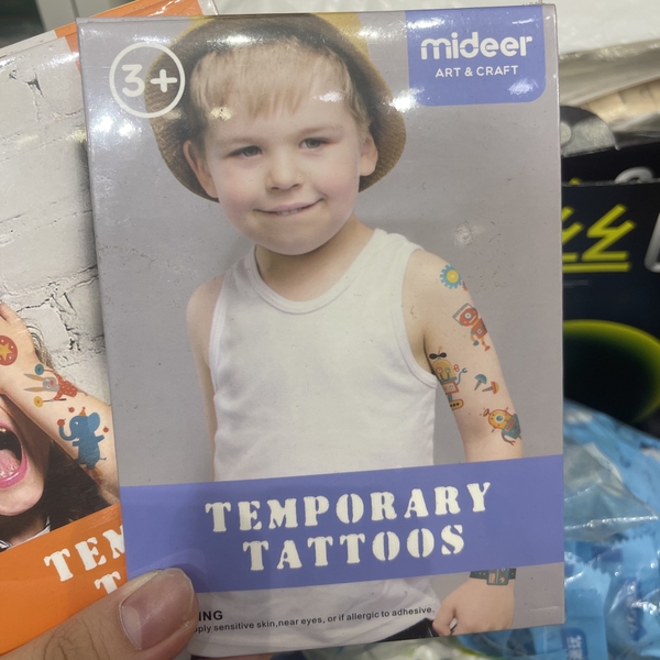 Temporary Tattoos 2 màu cam, xanh