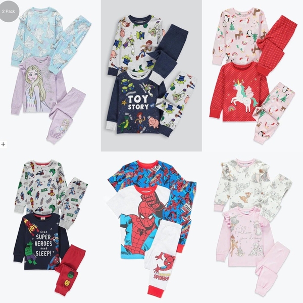 Bộ cotton Matalan dư xịn nhiều mẫu Marvel, người nhện, elsa, unicorn, bale