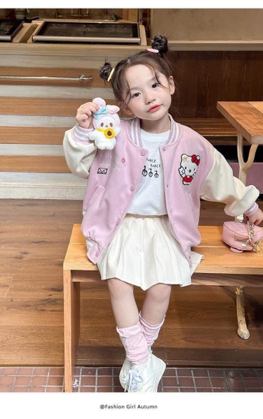 Áo khoác nỉ bomber kèm gấu màu xanh navy thỏ Judy, hồng Hello Kitty
