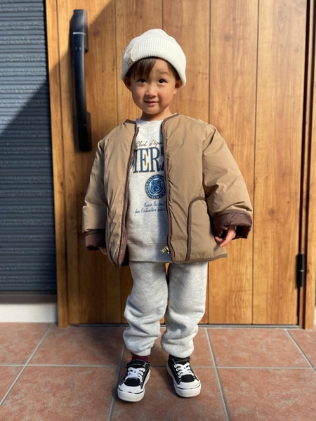 Áo khoác bông Zara viền nâu cổ tròn kéo khoá