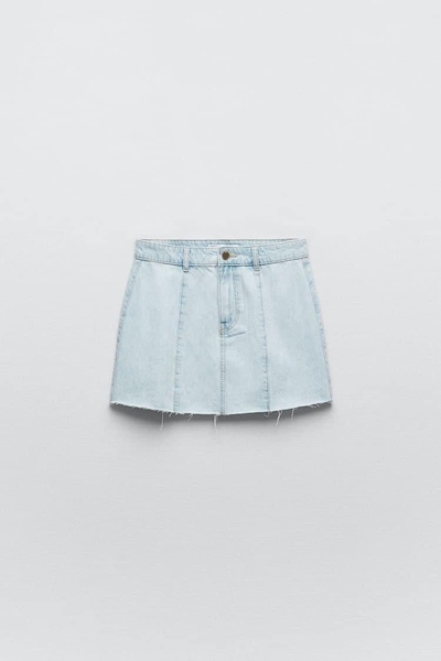 Chân váy jean denim Zara dáng chữ A dọc gân