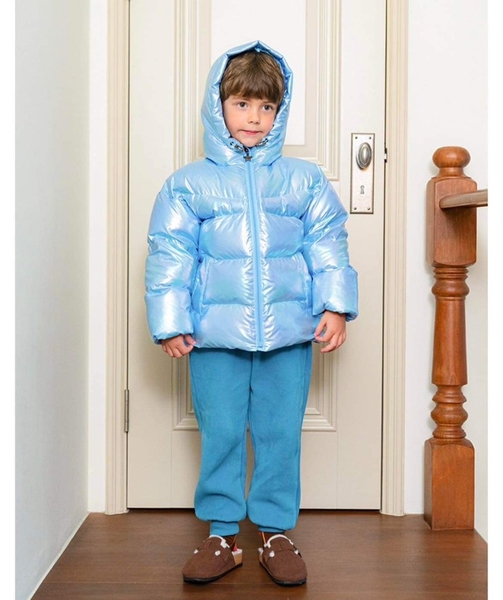 Áo khoác phao ánh kim 2 màu xanh, hồng xuất Hàn hãng Babidiboo