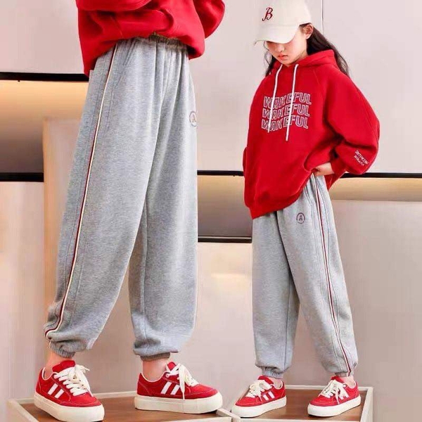 Quần nỉ bo chun chữ A size đại 2 màu ghi, hồng