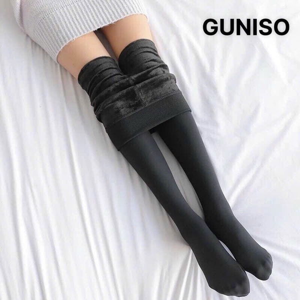Quần tất GU 300D lót nỉ lông màu đen