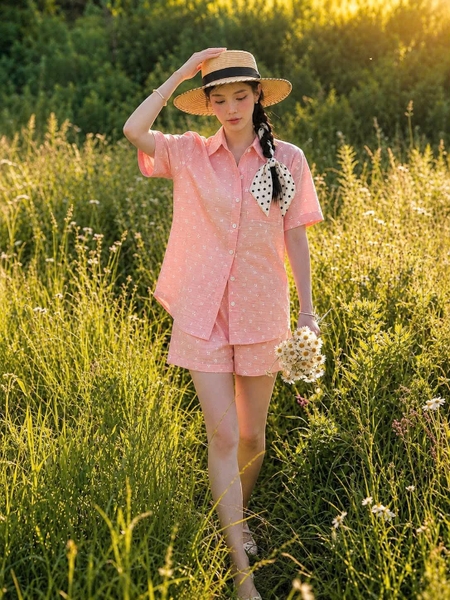 Bộ pyjama cộc tay nữ GUESS 4 màu hoạ tiết hoa