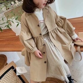 Áo khoác kaki manto be xuất Hàn dáng váy xòe