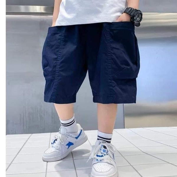 Quần sooc ống rộng bé trai 3 màu navy, xanh rêu, xanh lá