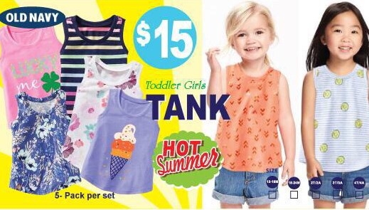 Set 5 áo ba lỗ OLDNAVY bé gái