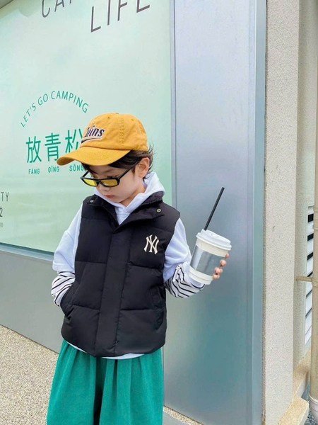 Áo gile phao MLB 4 màu be, đen, hồng, xanh