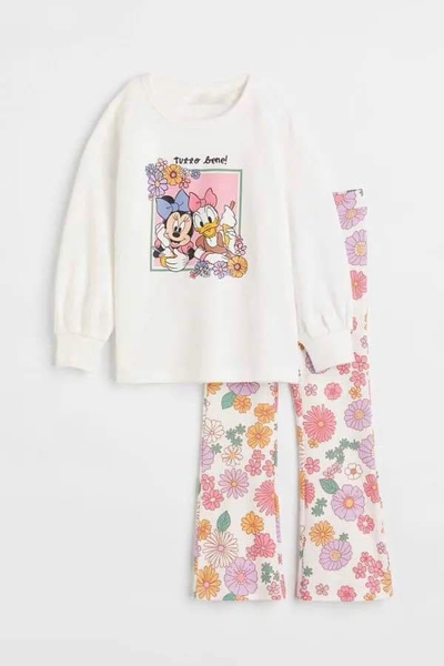 Bộ nỉ da cá dài tay Zara Girl quần thun tăm ống loe 3 mẫu hồng, trắng, cam