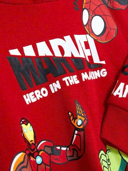 Bộ nỉ Primark Marvel áo hoodie đỏ, quần đen
