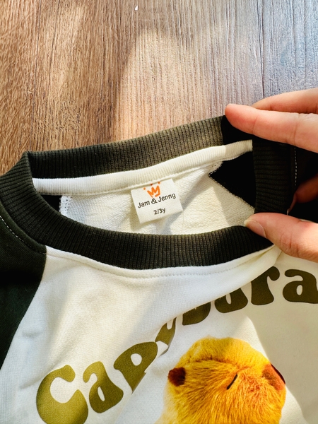 Bộ Jam&Jenny hình Capybara raglan trắng xanh