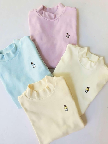 Áo giữ nhiệt Beemon xuất Hàn cổ 3 phân 4 màu tím, trắng, be, xanh