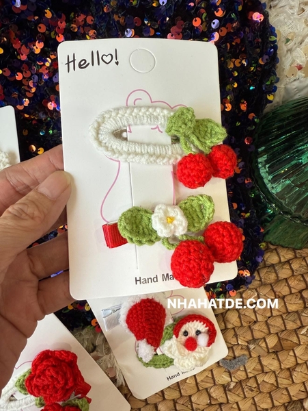 Kẹp tóc len Noel nhiều mẫu