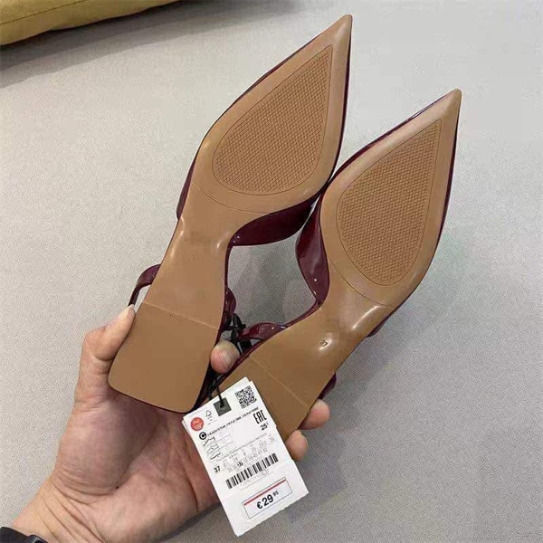 Giày bệt mũi nhọn đỏ mận Zara