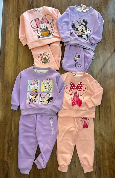 Bộ nỉ bé gái hãng Disney màu tím mẫu Vịt Daisy và Minnie