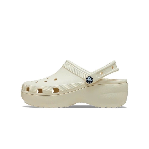 Dép sục Crocs classic platform 2 màu trắng, kem 5 phân cho nữ