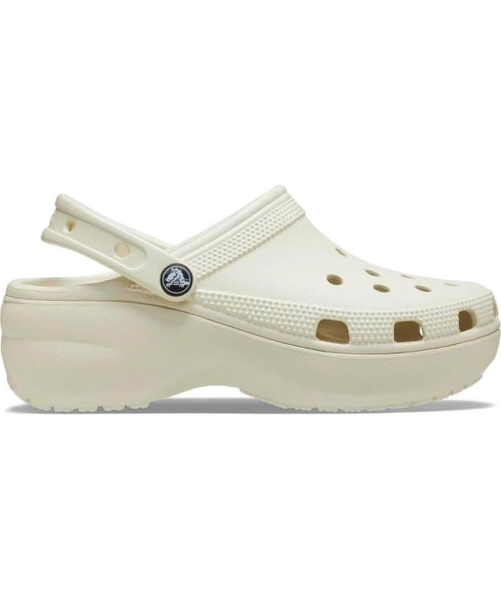 Dép sục Crocs classic platform 2 màu trắng, kem 5 phân cho nữ