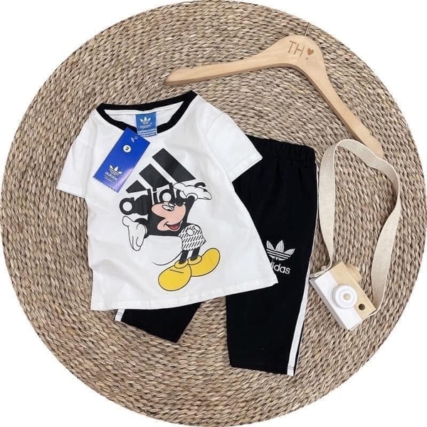 Bộ cotton Mickey Adidas áo cộc quần lửng nhiều màu