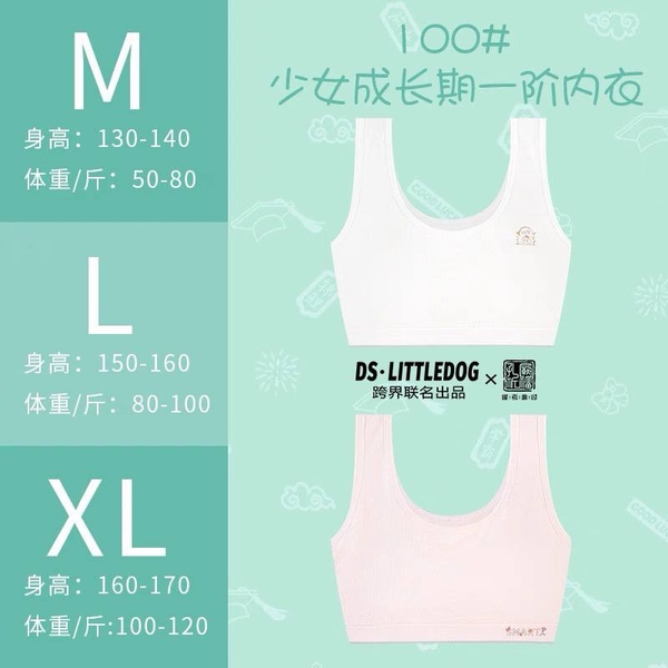 Set 2 áo bra cotton DS Littledog đệm ngực hộp xanh