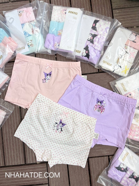 Set 3 quần chip đùi cotton Teengo mẫu Capybara, Doremi, Pochacco, Unicorn