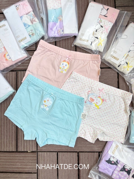 Set 3 quần chip đùi cotton Teengo mẫu Capybara, Doremi, Pochacco, Unicorn