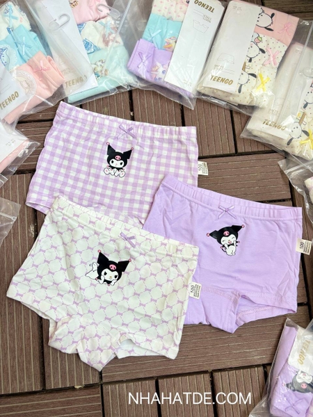 Set 3 quần chip đùi cotton Teengo mẫu Capybara, Doremi, Pochacco, Unicorn