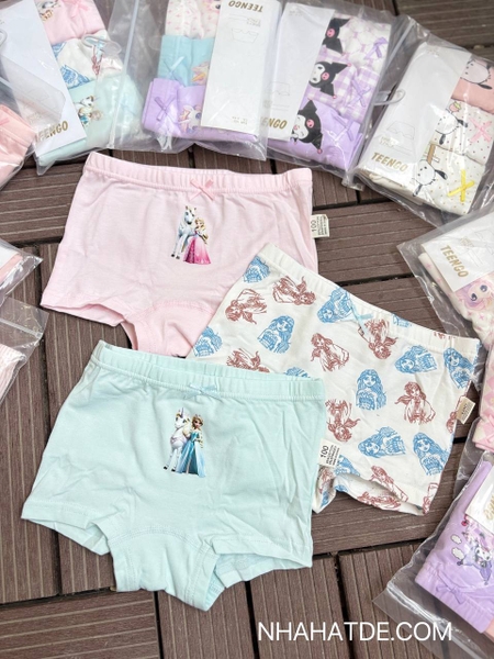 Set 3 quần chip đùi cotton Teengo mẫu Capybara, Doremi, Pochacco, Unicorn