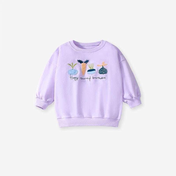 Bộ nỉ Little Maven màu tím quần legging tăm cho bé gái