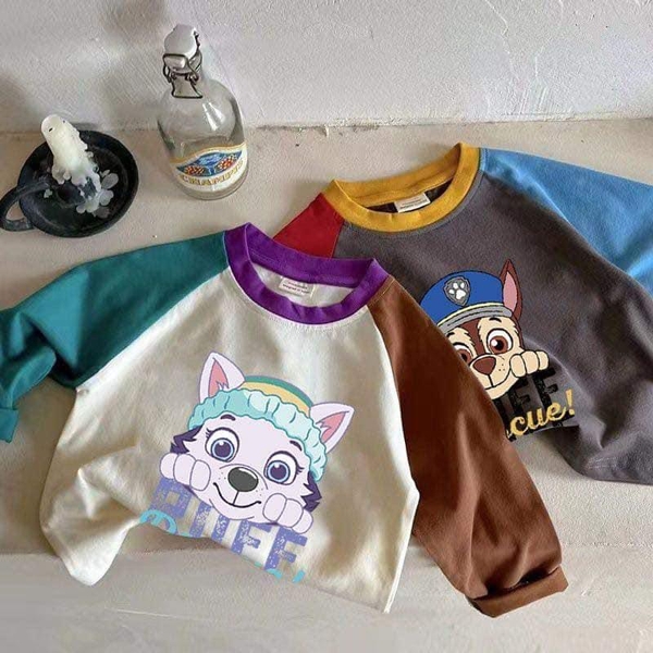 Áo cotton dài tay raglan 4 mẫu Paw Patrol cho bé trai, bé gái