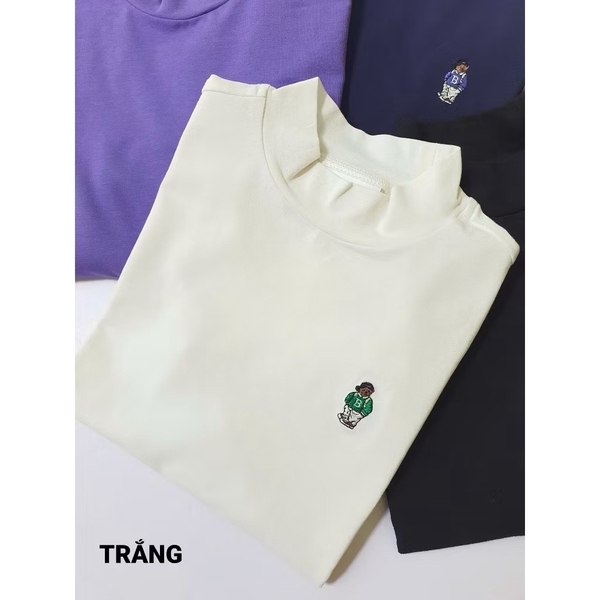 Áo giữ nhiệt dài tay Beemon cotton cổ 3cm 5 màu ghi, đen, trắng, tím, navy