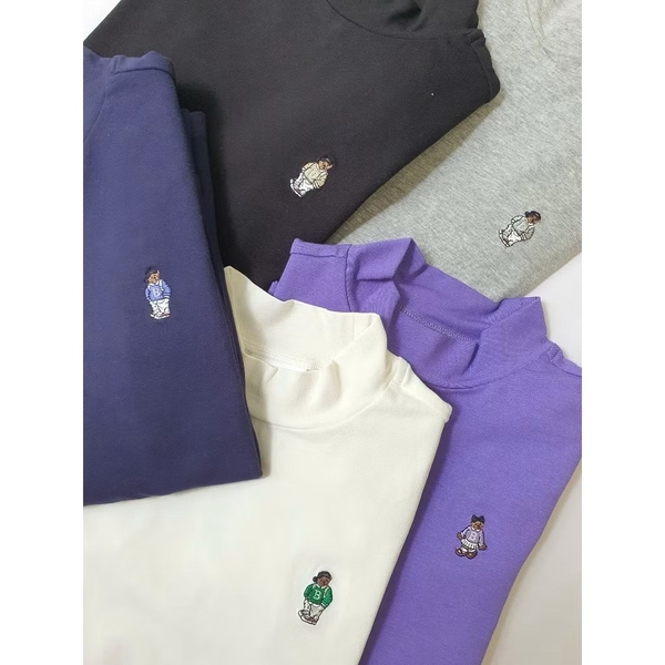 Áo giữ nhiệt dài tay Beemon cotton cổ 3cm 5 màu ghi, đen, trắng, tím, navy