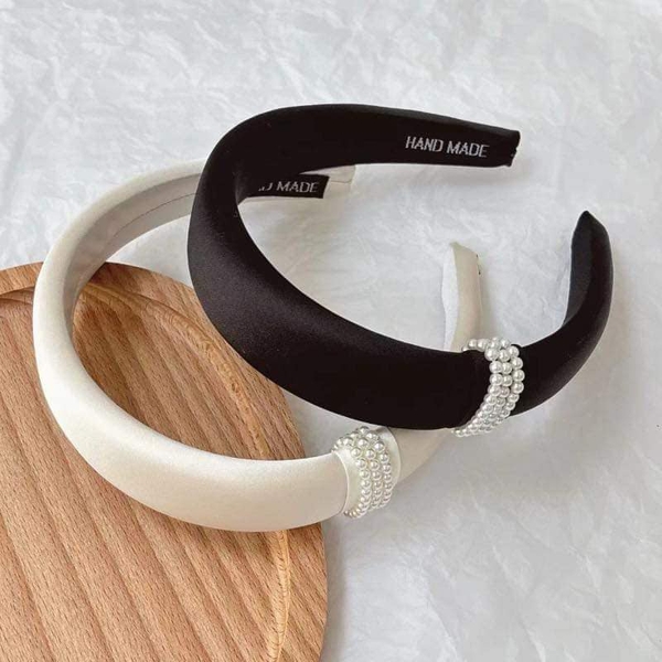 Combo 2 chiếc bờm đen trắng ngọc trai