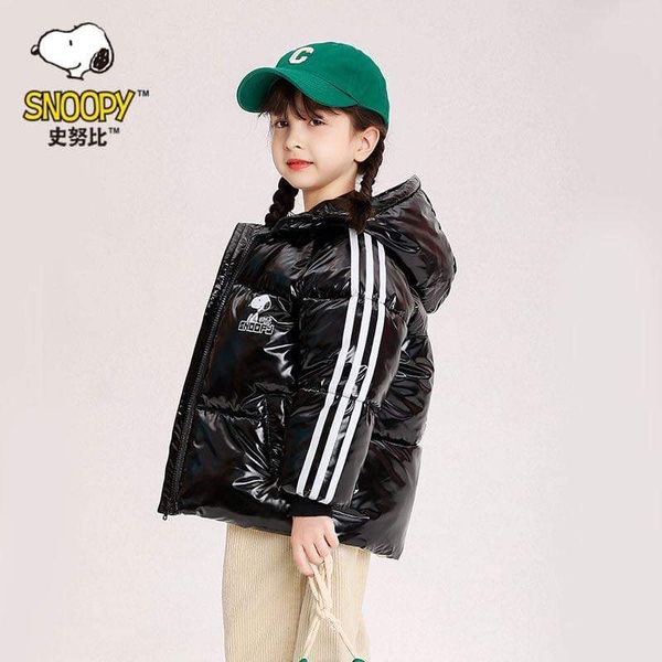 Áo phao ánh kim có mũ hãng Snoopy 3 màu trắng, bạc, đen