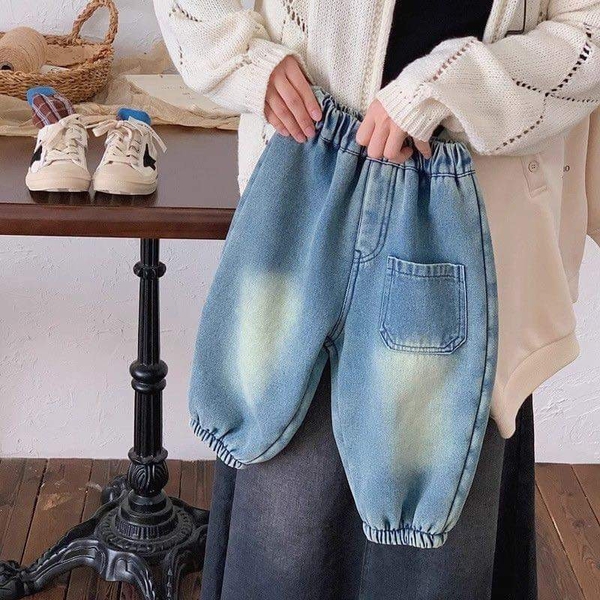Quần jean mềm lót lông cạp chun cho bé trai, bé gái