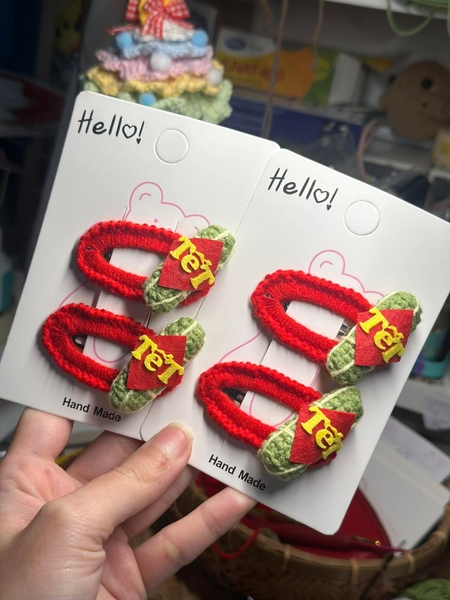 Set 2 kẹp tóc nhiều mẫu Tết bánh chưng, bánh tét