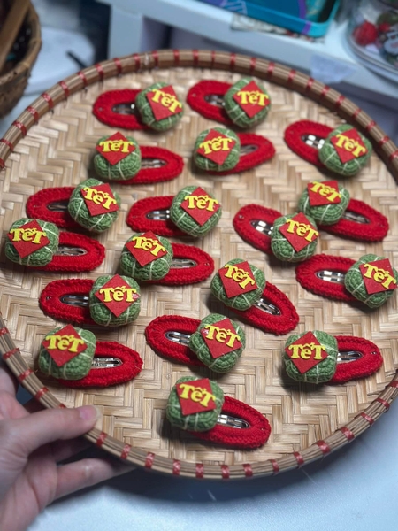 Set 2 kẹp tóc nhiều mẫu Tết bánh chưng, bánh tét