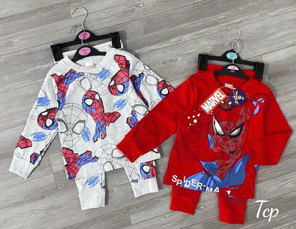 Set 2 bộ cotton Marvel Spiderman thu đông 2024