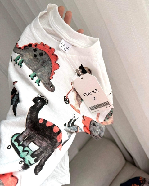 Set 3 áo cotton Next bé trai họa tiết khủng long 3 màu