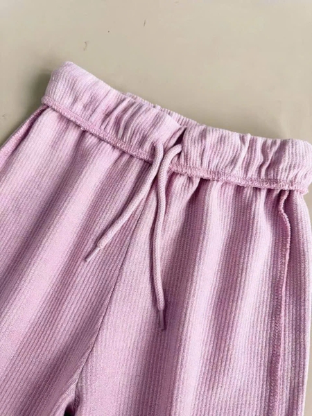 Bộ nỉ gân Primark áo hoodie kéo khoá quần suông hồng