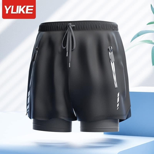 Quần bơi nam Yuke 3 màu Đen, Ghi và Đen Túi Sọc