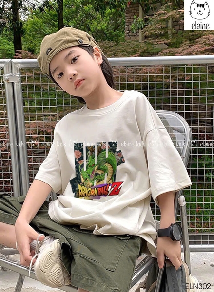 Bộ cotton Dragon Ball Elaine cộc tay áo trắng quần short xanh rêu