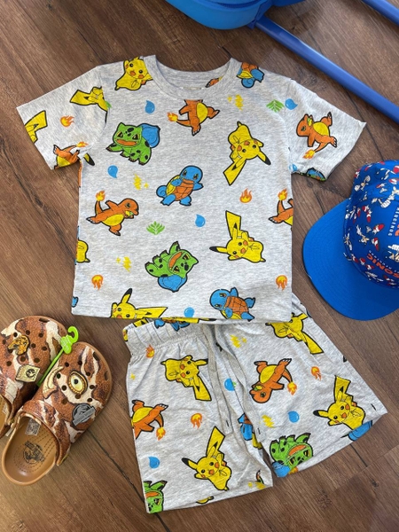 Bộ cotton H&M cộc tay bé trai Sonic, Pokemon, Hulk xanh...nhiều mẫu hè 2025