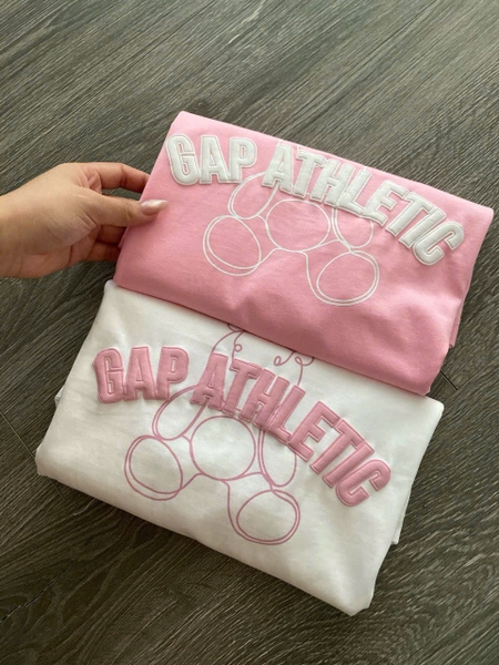 Áo phông GAP ATHLETIC cộc tay cổ tròn 2 màu hồng, trắng cho nữ