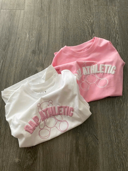 Áo phông GAP ATHLETIC cộc tay cổ tròn 2 màu hồng, trắng cho nữ