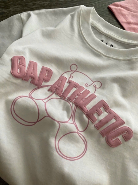 Áo phông GAP ATHLETIC cộc tay cổ tròn 2 màu hồng, trắng cho nữ